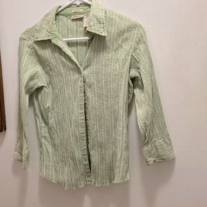 St. John’s Bay - Women’s Size S, Green Long Sleeve Button Down Top